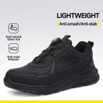 Safety Shoes Steel Toe Mens Knit Upper Rubber Sole Puncture Proof Slip Resistant Durable Construction Work Shoes Men - Image 2